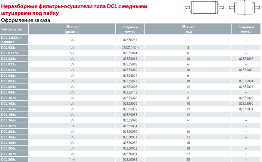 Фільтр-осушувач DCL 163s Danfoss 023Z452191 DD0007077 фото