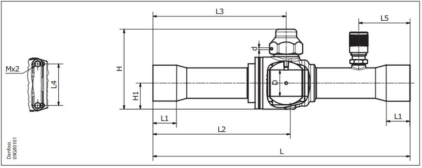 Шаровой вентиль Danfoss под пайку без клапана Шредера GBC 10s (009L7031) DD007793 фото
