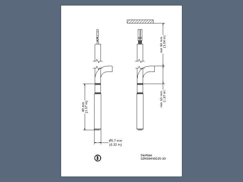 Датчик температури Danfoss AKS 12, 2 м 084N0035 DD007531 фото