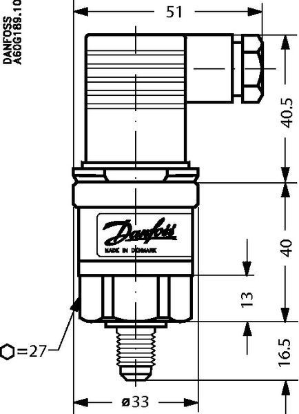 Датчик низького тиску (вхідний сигнал 4-20 мА, тиск - 1/12 бар) Danfoss AKS 3000 060G1323 DD007545 фото